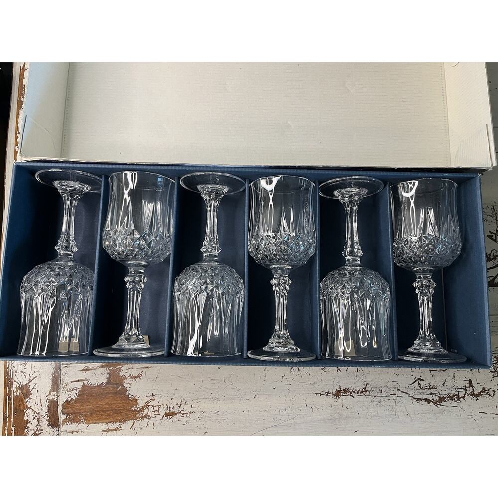 Vintage Cristal D'Arques Durand Longchamp Crystal Wine Glasses 5oz
